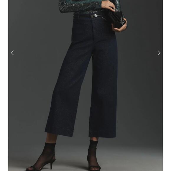 Anthropologie Denim - Maeve Jeans Womens 25 The Colette Sparkle Denim Cropped Wide Leg Black Pockets